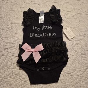 Ganz girls 0-6 months black body suit, little black dress NWT